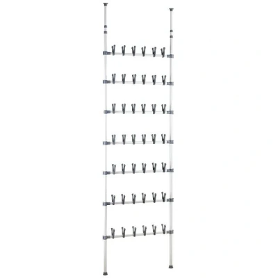 Imagen de Wenko zapatero telescópico Atlas, para 42 pares de zapatos, extensible telescópicamente 100 a 300 cm altura, metal, blanco gris