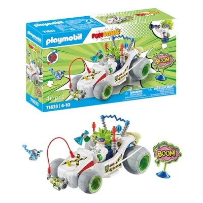Imagen de PLAYMOBIL Funstars 71633 Racing Profesor, Kart con Motor retráctil, dinámico Set de Juego para Carreras emocionantes, Juguetes niños y niñas a Partir 4 años