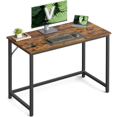 Imagen de VASAGLE Escritorio, Mesa Oficina Pequeña y Estación Trabajo, para Teletrabajo, Estudio, Dormitorio, 50 x 100 76 cm, Estilo Industrial, Estructura Metal, Marrón Rústico Negro Tinta LWD41X