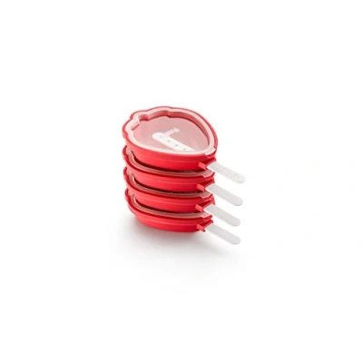 Imagen de Lékué Pack de Moldes para Helados en Forma Fresa, Silicona platino Rojo, 95 ml x 4 Unidades