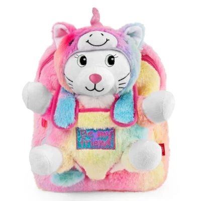 Imagen de PERLETTI Mochila Niña con Unicornio Kawaii Peluche Infantil Niñas Guardería Multicolor Extraíble Mochilita Regalo 3 4 5 6 Años Suave Correas Ajustables 27x21x9cm (Mochila)