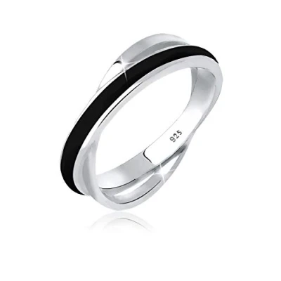 Imagen de Elli Anillos Mujeres Envoltura Moderna con Esmalte Blanco en Plata de Ley 925