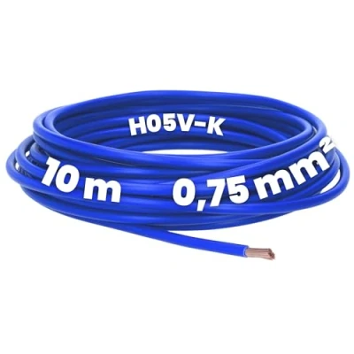 Imagen de Kalitec 10 metros H05V K 0,75 mm² azul oscuro Cable de Cableado I flexible PVC Single Header Litze mm2 núcleo fino individual conmutación