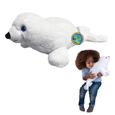 Imagen de EcoBuddiez Foca Arpa de Deluxebase. Peluche Grande 50 cm elaborado con Botellas plástico recicladas. Lindo ecológico Forma animalito para niños pequeños.