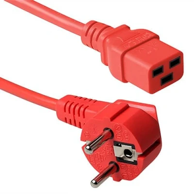Imagen de Act Cable de alimentación C19 a Clavija CEE7/7 (en ángulo), 3m, IEC 60320, eléctrico para SAI y servidores, Rojo AK5170