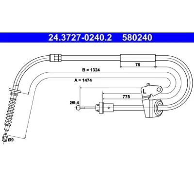 Imagen de ATE 24.3727 0240.2 Cable de Freno Mano 1474