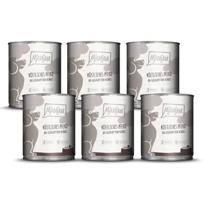 Imagen de MjAMjAM Comida húmeda Premium para Perros Delicioso Caballo con Calabaza al Vapor, Pack de 6 (6 x 800 g), sin Cereales Extra Carne