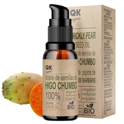 Imagen de QKnatur ACEITE de SEMILLAS HIGO CHUMBO 15 ml 100% Puro y Natural Prensado en frío Hidrata Rejuvenece la piel Repara el cabello Botella vidrio