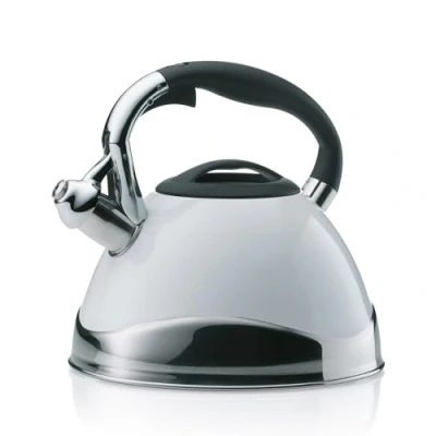 Imagen de kela 11658 Hervidor de agua con silbato, Apto para inducción, 3 L, Acero inoxidable, Varus, Blanco