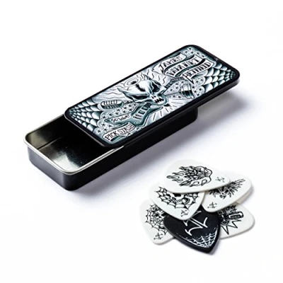 Imagen de JIM DUNLOP Púas Hetfield, Papahet, Caja en Metal de 6, 0,88mm, Negro y Blanco
