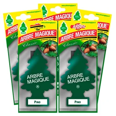 Imagen de Arbre Magique Mono, ambientador para coche, fragancia de pino, envolvente y fresca, duración hasta 7 semanas, fabricado en Italia, paquete 5 unidades