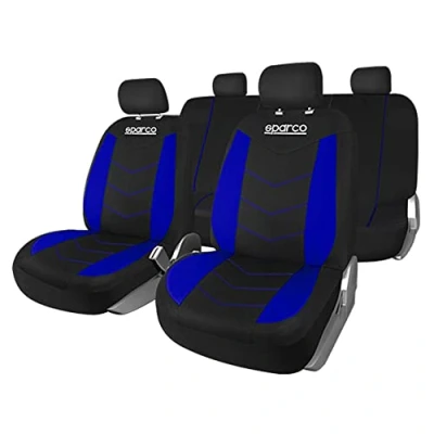 Imagen de Sparco SPS431BL Juego de Fundas Asiento (9 Piezas), Color Negro y Azul