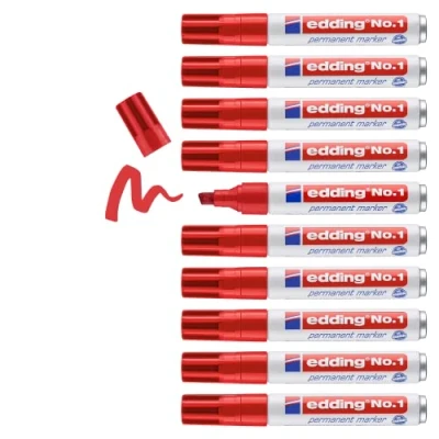 Imagen de Rotulador edding marcador permanente 1 rojo punta biselada 5 mm