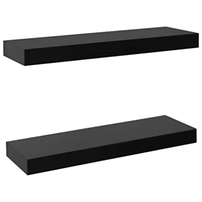 Imagen de vidaXL 2X Estantes Flotantes de Pared Balda Colgantes Expositora Estantería Montado para Libros y Objetos Decoración Negro 40x20x3.8cm