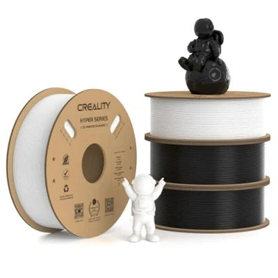 Imagen de Creality Filamento PLA Hyper de 1.75 mm, 4 KG, para Impresora 3D Impresión Alta Velocidad 30 600 mm/s, la Mayoría Impresoras (2 Blanco &amp; 2 Negro), Paquete