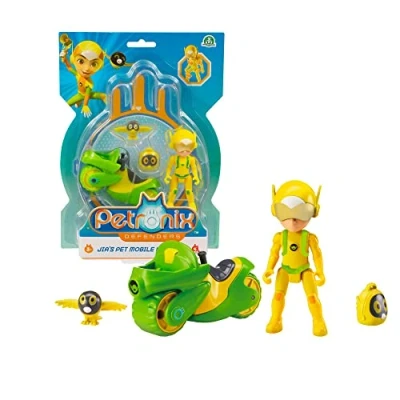Imagen de Giochi Preziosi Petronix Motocicleta de Rueda Libre con Personaje JIA articulado 7 cm y Mochila extraíble, para niños a Partir 3 años, Pet01400
