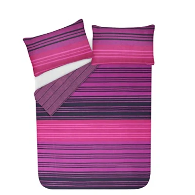 Imagen de Sleepdown Juego de Funda edredón y Almohada con Textura Rayas moradas para Cama Individual, Doble King Super (Super King), matrimonio grande
