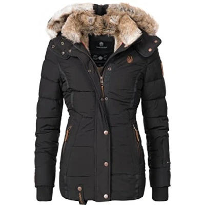 Imagen de MARIKOO Nekoo Chaqueta de invierno para mujer, con forro interior piel sintética, tallas XS 3XL, Negro , M