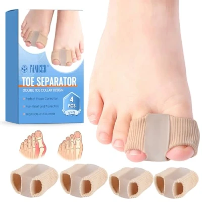 Imagen de 4 Piezas Separador Dedos Pie, Corrector de Juanetes, Separadores Los Pies Silicona, Protector Pie Nocturno y Dia, Dedo Martillo