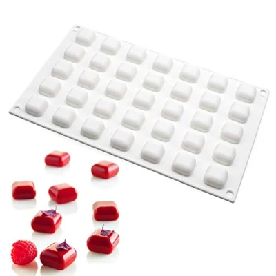 Imagen de moldes para chocolate 3d, molds molde pastel 3d postres pudín, 35 cavidades Forma de cuadrada, blanco
