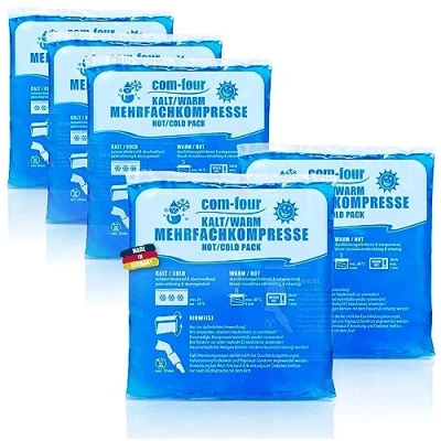 Imagen de com four® 5x Compresa Multiuso, Compresas Frías y Calientes Reutilizables, 13 x 14,5 cm Apto para Microondas Made in Germany