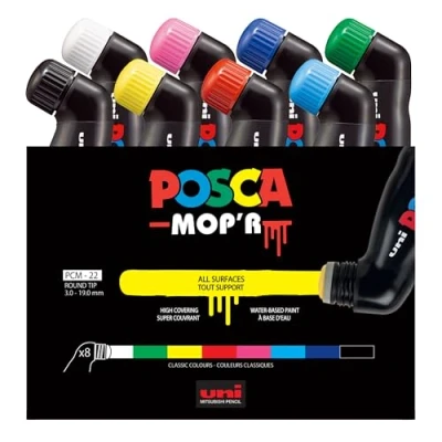 Imagen de Posca Marcador Mop&#039;R Pcm 22, Juego De 8, Punta Sello Redonda 3 19 Mm, Forma Ergonómica