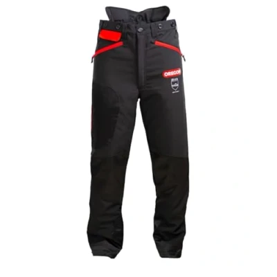 Imagen de Oregon Waipoua Pantalones de Protección para Motosierra, Clase 1, Tipo A, Ropa Ajustable, Ligera, Transpirable y Resistente, Talla 2XL /EU 58 60 Negro/Rojo (295466/2XL)