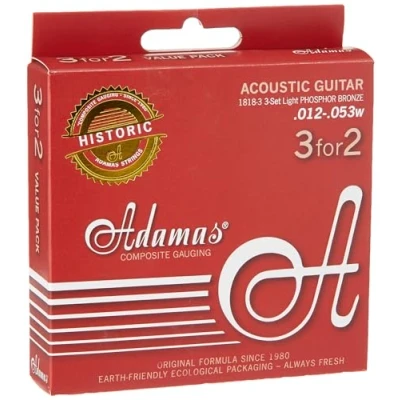 Imagen de Adamas cuerdas para Guitarra Acústica Phosphor Bronze Reedición Histórica Set 3 Light .012