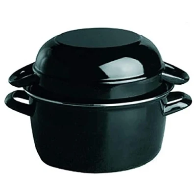 Imagen de APS Mussel Pot, Pentola per cozze da 1 kg, Seafood Serving in acciaio smaltato nero, capacità: 2,6 litri, 20 x 25 cm, altezza 17 cm