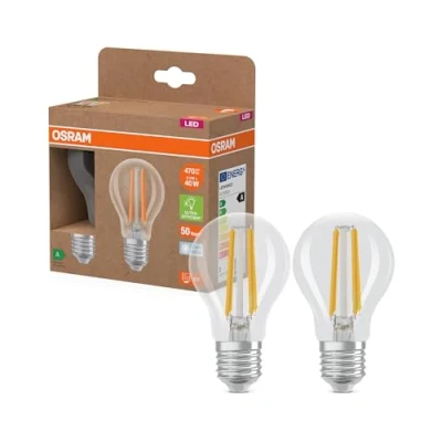 Imagen de OSRAM Energy Class con forma de bombilla clásica, 2,2 W / 470 lm, EEK A, luz blanca fría (4000 K), CRI 80, fabricada en vidrio transparente sin plomo, casquillo E27, IP20, 60 mm diámetro.