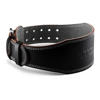 Imagen de Fitgriff® Cinturon Lumbar Gimnasio (100% Cuero) para Hombre y Mujer Cinturón Gym Halterofilia, Fitness, Levantamiento de Pesas Accesorios Weightlifting (L, Black (4 Inch))