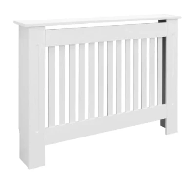 Imagen de ECD Germany Cubierta del Radiador 112x19x82 cm MDF Blanco Lacado Revestimiento Protector Moderno de Calefacción Estilo Rústico Superficie Estantería Útil Madera para Sala Estar Dormitorio