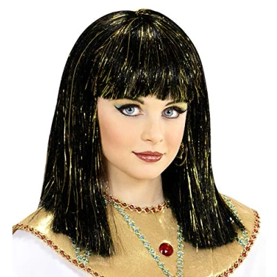 Imagen de WIDMANN 74960 Peluca estilo Cleopatra con oropeles, talla única , color/modelo surtido