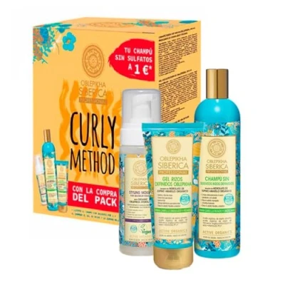 Imagen de SET CURLY OBLEPIKHA: CHAMPÚ SIN SULFATOS 400 ML + GEL DE RIZOS 200 ESPUMA MOLDEADORA 170