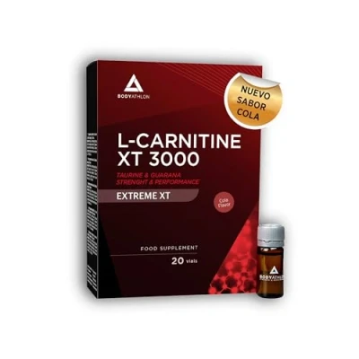 Imagen de Bodyathlon L Carnitina 3000 Líquida Extreme XT Sabor Cola Con Taurina y Guaraná Suplemento Deportivo Alta concentración 20 Viales (Viales, Cola)
