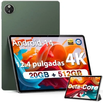 Imagen de DOOGEE T30MAX Andriod 14 Tablet 4K, 12 Pulgadas, 10800mAh/33W, 20GB RAM+512GB(TF 2TB) Cámara 50MP+20MP,Helio G99/Octa Core, 4G LTE+5G WiFi/Widevine L1/2560 * 1600/BT5.0/GPS, Verde