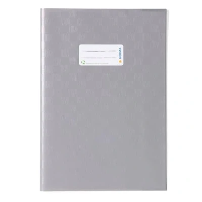 Imagen de HERMA 7448 Sobres DIN A4 rafia, fundas para cuadernos con etiqueta y estructura de polipropileno resistente lavable, juego 25 protectores escolares, color gris