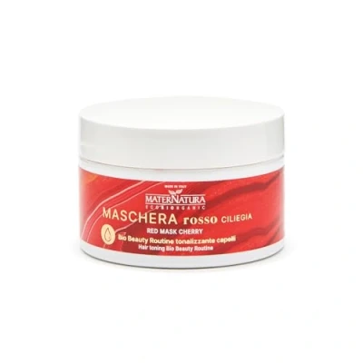 Imagen de Maternatura, Mascarilla Rojo Cereza, Matizante Ideal para Tonos Rojizos y Rojos, Hidratante, Bio Beauty Routine Cabello Rojo, Made in Italy 200 ml