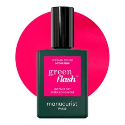 Imagen de Manucurist Green Flash Neon Pink Rosa Neón Esmalte Semipermanente de Uñas en Gel 12 free, Origen Orgánico (84%) Fabricado Francia