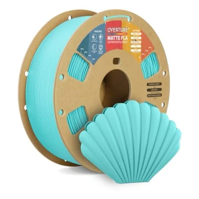 Imagen de OVERTURE Mate PLA Filamento de 1,75 mm, Rollo 1kg Bobina Cartón (2.2lbs), Precisión Dimensional +/ 0.02 mm (Turquesa Mate)