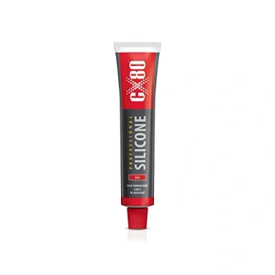 Imagen de CX80 Silicona roja de alta temperatura, sellado elástico para temperaturas 65 C hasta +380 , construcción, automoción e industria, resistente a aceites, gasolina y grasas, tubo 80 ml