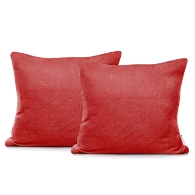 Imagen de DecoKing 57582 2 Fundas de Almohada 45 x cm Microfibra Cremallera Forro Polar Rojo Mic
