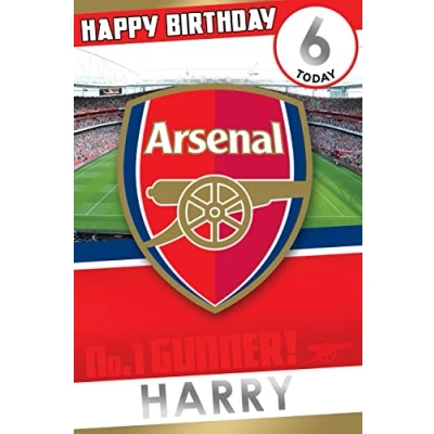 Imagen de Danilo Promotions Limited tarjeta de cumpleaños personalizada del Arsenal FC, cualquier edad, felicitación multicolor, 9 x 6 pulgadas