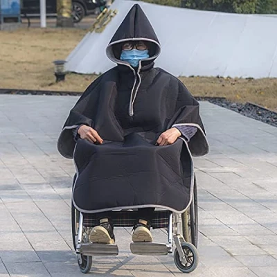 Imagen de Manta para Silla de Ruedas, Cubierta cálida Invierno Todo el Cuerpo, Capa Resistente al Viento, Poncho Ruedas con Capucha, térmica Viaje