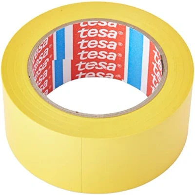 Imagen de tesa 60760 Cinta de señalización suelo (PVC, 33 m x 5 cm, 6 unidades), color amarillo