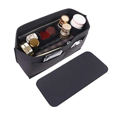 Imagen de Doxo organizador de fieltro para bolso y mano, grande con cremallera, se adapta a Speedy Neverfull MM negro Tamaño: L