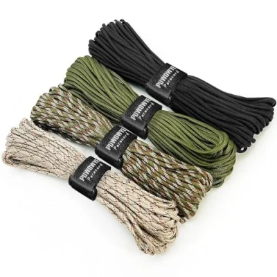 Imagen de PUWOWYE Paracord 4mm, 4 Piezas 33ft Type III Cuerda 7 Core Strands, 100% Nylon con una Capacidad de Carga hasta 250 kg, Ideal para Acampar al Aire Libre y la Supervivencia,132 ft.