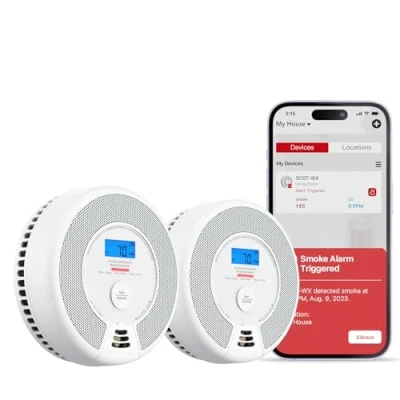 Imagen de X Sense Detector de Humo y monóxido Carbono Wi Fi con batería reemplazable, Combinado Inteligente Compatible la aplicación Home Security, SC07 WX, 2 Pack