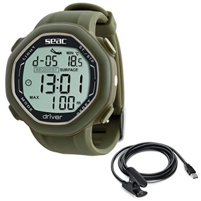 Imagen de SEAC Driver computadora de muñeca para apnea con Descarga Datos, Unisex Adult, Negro USB, One Size