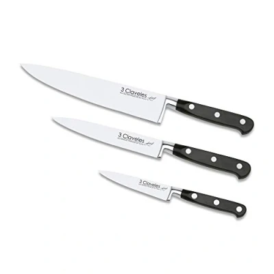 Imagen de 3 Claveles Set de Cuchillos Cocina Forjados, Acero Inoxidable, Plata